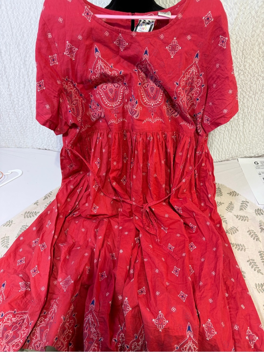 Women’s 1x vintage Red Bandana Print Cotton Dress